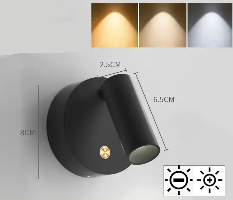 Applique murale tactile LED moderne, noire, pour une ambiance élégante avec variateur, idéale comme luminaire tactile pour chambre