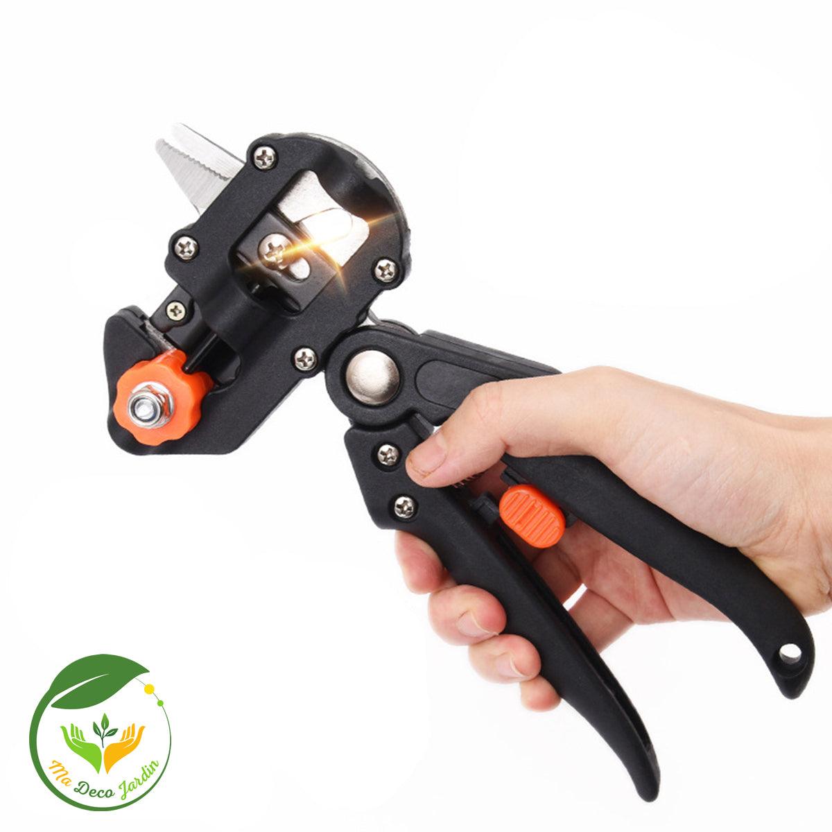 Couteau de greffage professionnel à main avec mécanisme de coupe pour greffes précises, idéal pour les jardiniers experts.