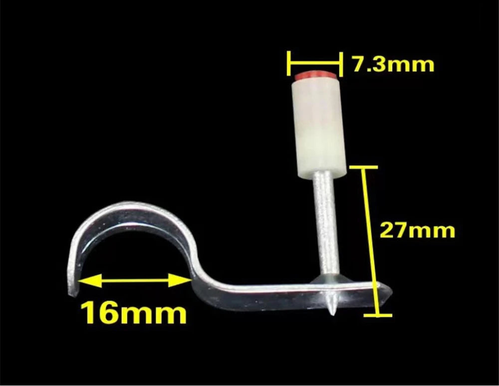 Clous aciers jardin en métal avec un crochet pour fixation, dimensions 16mm x 27mm, idéaux pour l'aménagement extérieur