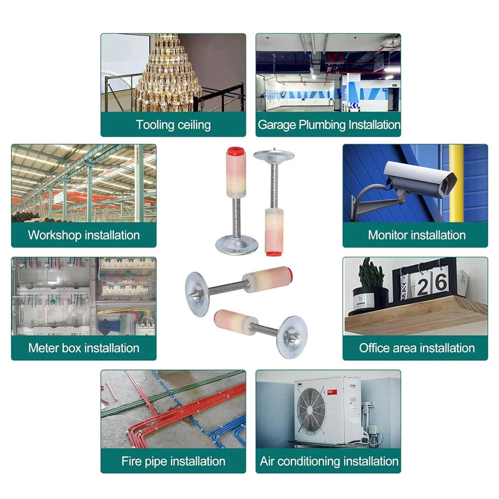 Clous aciers jardin disposés sur un fond divers, utilisés pour diverses installations comme les plafonds et la plomberie