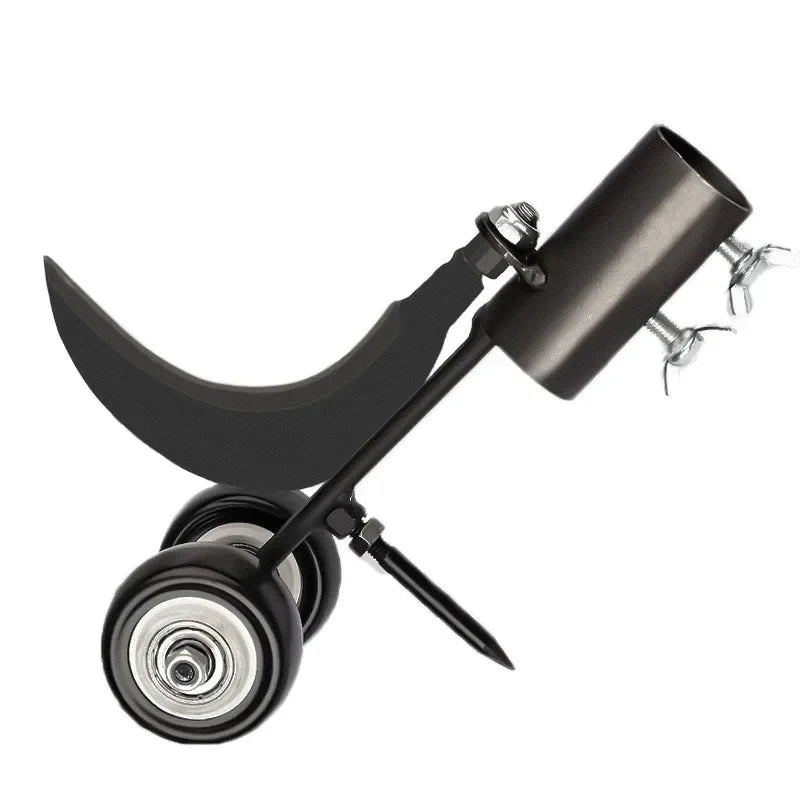 Désherbant naturel efficace pour un jardin sain, outil de jardinage avec lame courbée et roues pour un usage pratique