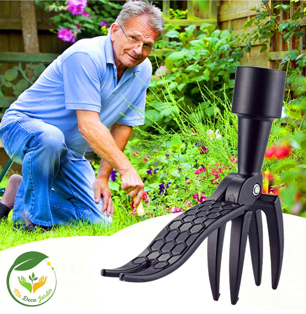 Extracteur de mauvaises herbes pratique et efficace en action dans un jardin, idéal pour éliminer les mauvaises herbes sans effort.