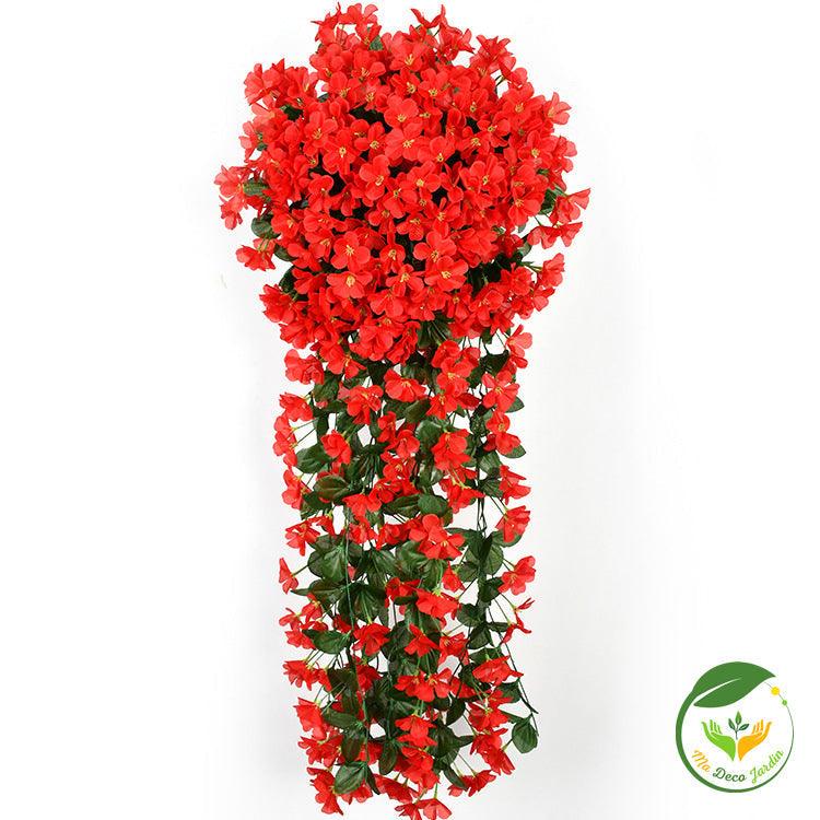 Fleurs artificielles haut de gamme, cascade de fleurs rouges avec des feuilles vertes, ajoutant une touche colorée à votre décoration intérieure