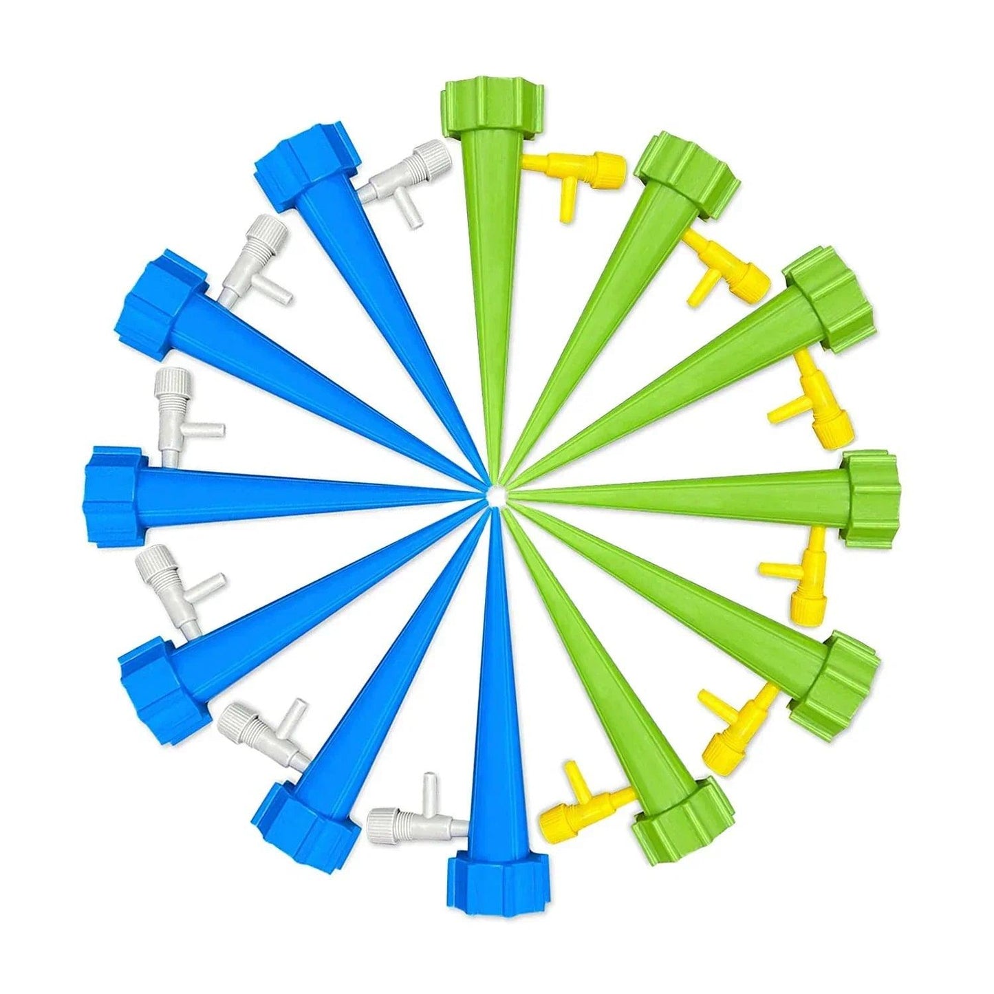 Distributeurs d'eau automatiques pour plantes, en bleu et vert, pour un arrosage facile avec goutte a goutte automatique jardin