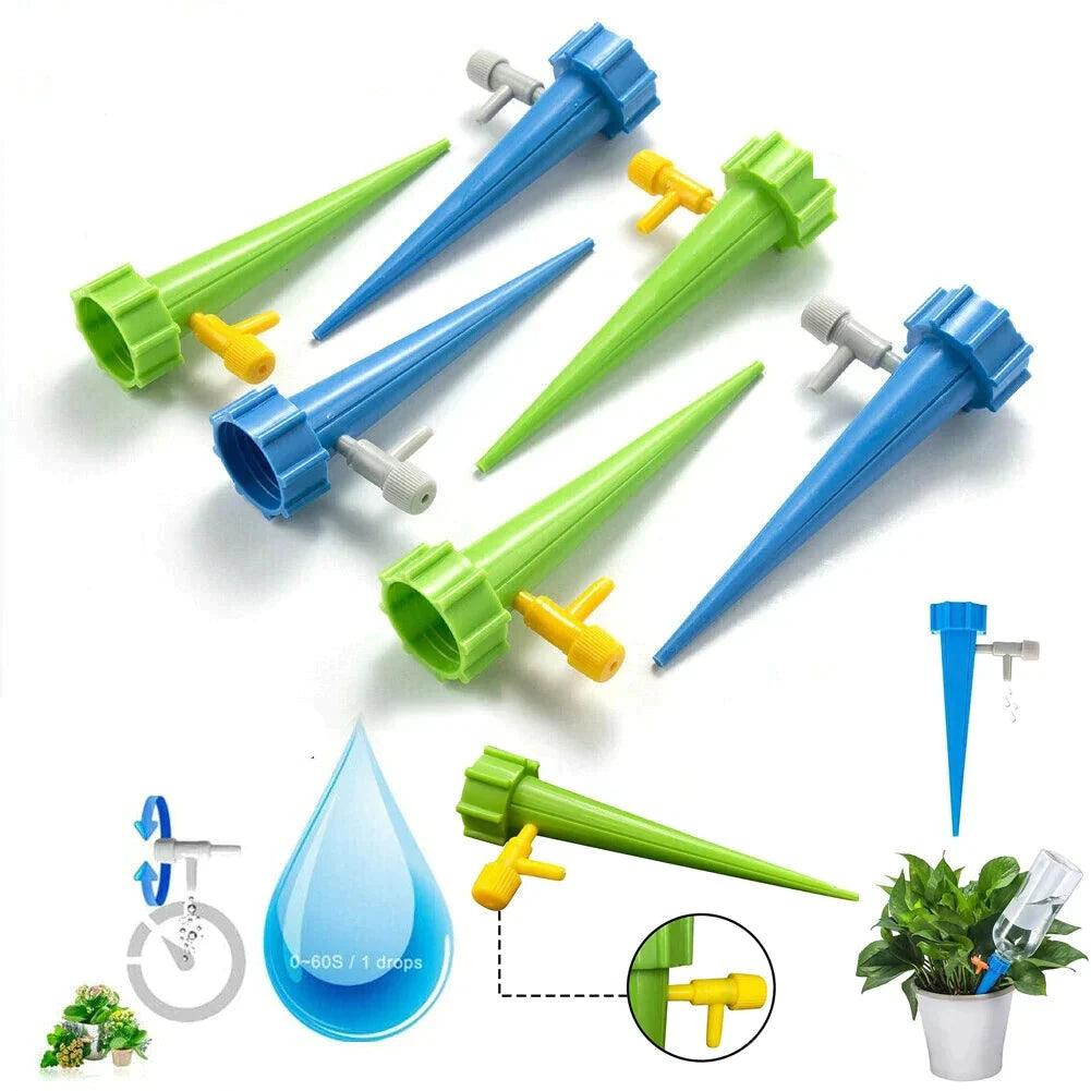 Distributeur d'eau automatique pour plantes, goutte à goutte automatique jardin, en vert et bleu, idéal pour un arrosage facile