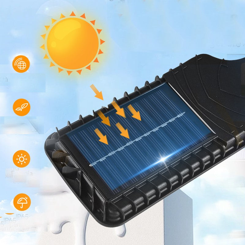 Panneau solaire du lampadaire solaire LED, captant la lumière du soleil pour un éclairage pratique et durable.