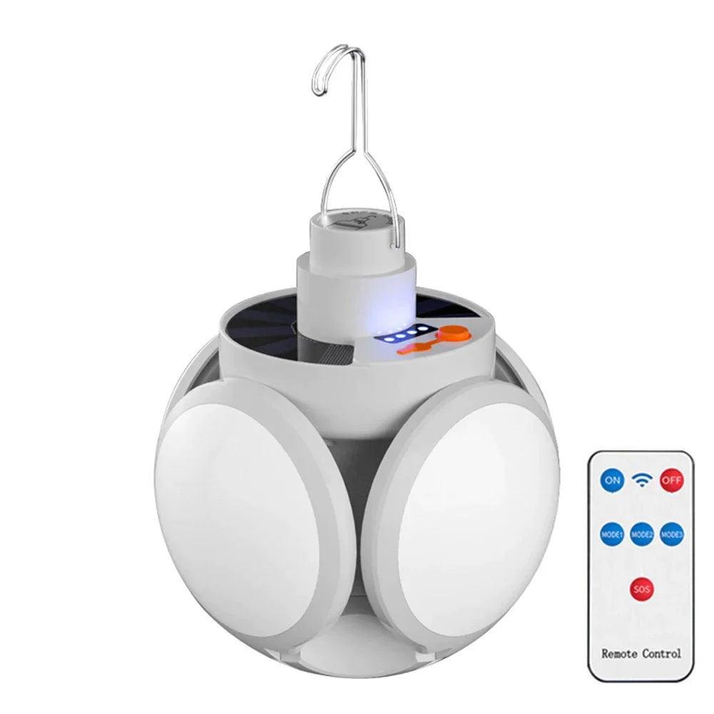 Lampe solaire multifonction LAMPBALL™ avec télécommande, design sphérique et éclairage LED. Idéale pour l'extérieur.