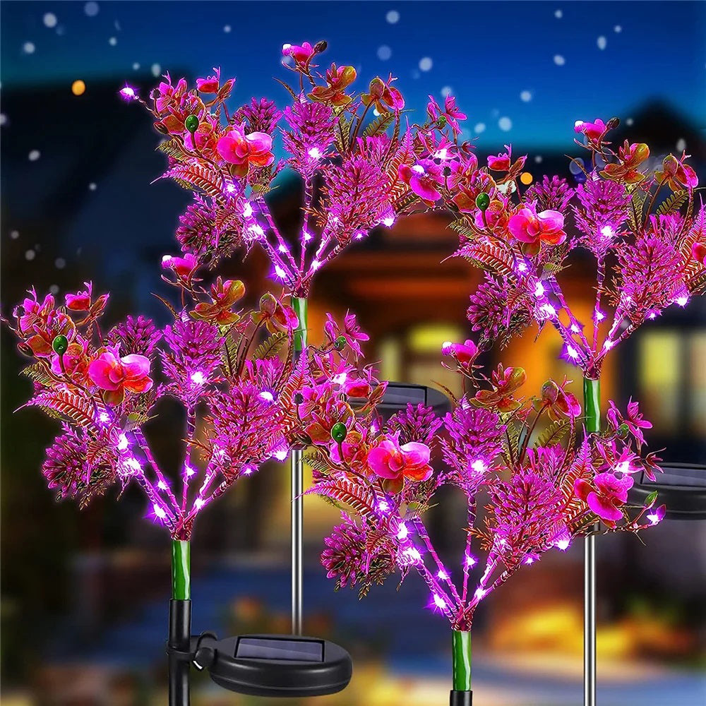 Lampe solaire décorative avec fleurs roses et lumière LED, idéale pour l'éclairage solaire pour decoration de jardin