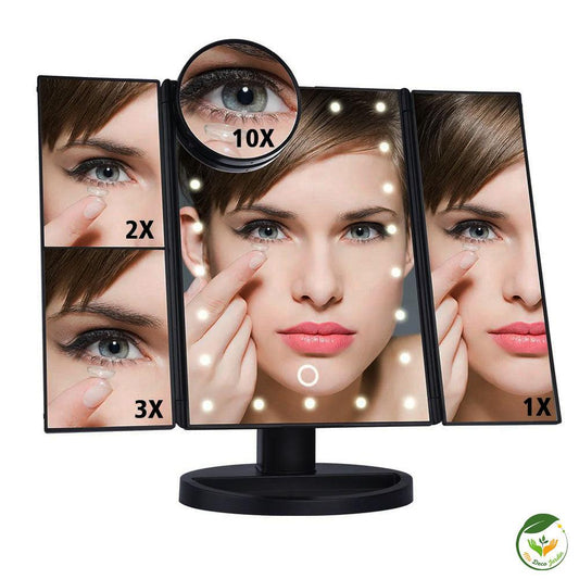 Miroir LED pliable avec grossissements multiples