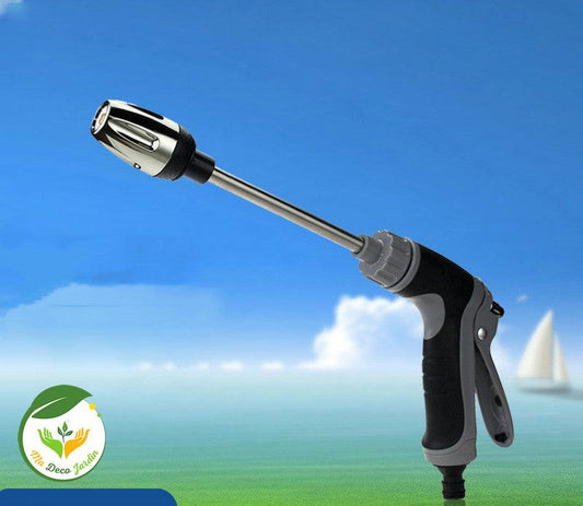 Pistolet eau haute pression portable avec poignée ergonomique, idéal pour l'arrosage de jardin et nettoyage extérieur