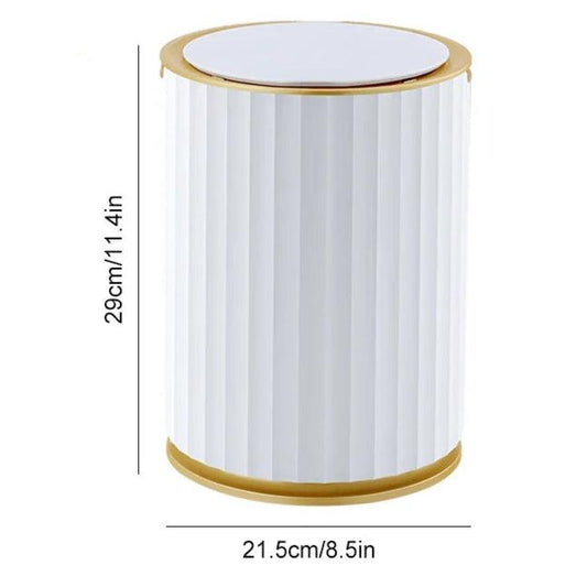 Poubelle à capteur automatique design, en doré et blanc, 9L, avec un aspect moderne et élégant pour votre intérieur.