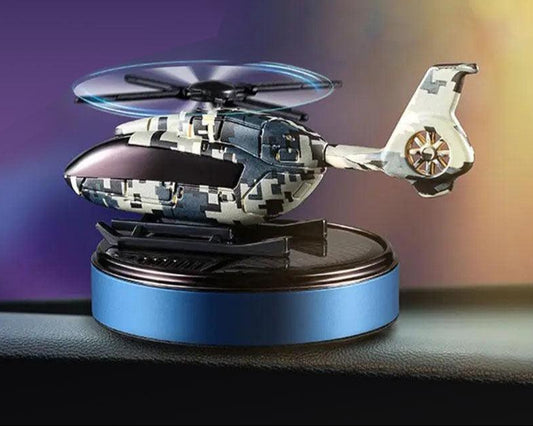 Purificateur d'air compact voiture HELICO™ en forme d'hélicoptère avec un design camouflage unique, offrant fraîcheur et désodorisation