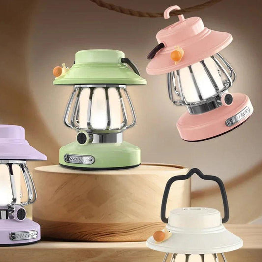 Quatre lanternes vintage LED colorées, vert, rose, violet et blanc, parfaites pour décorer et éclairer votre espace extérieur