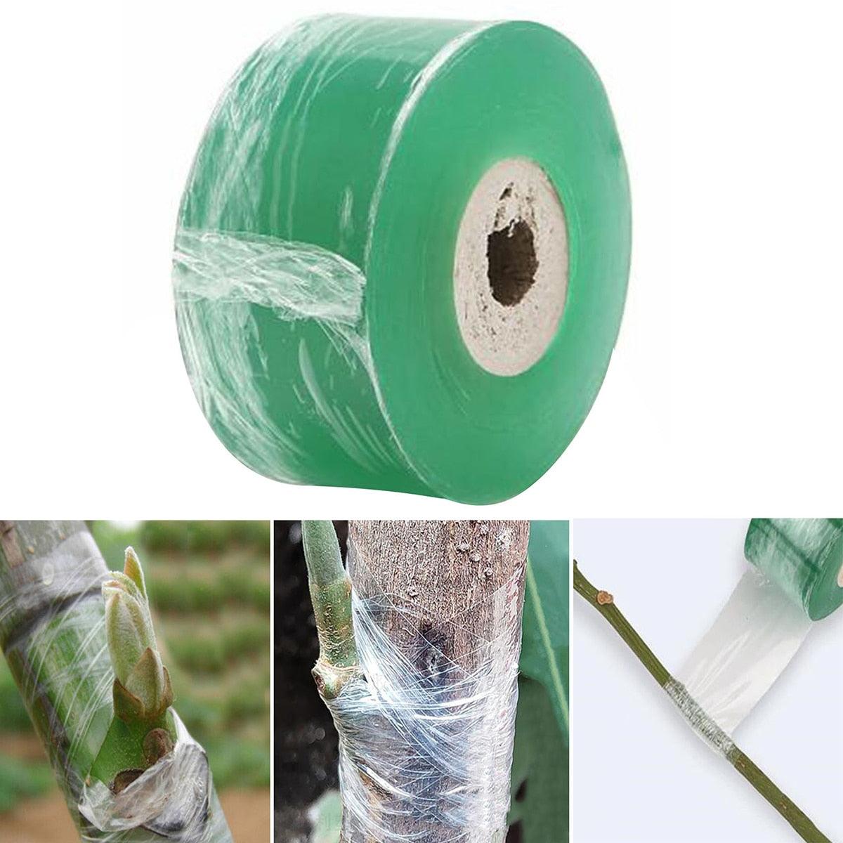 Ruban de greffage vert transparent pour protéger les greffes, idéal avec un couteau de greffage professionnel