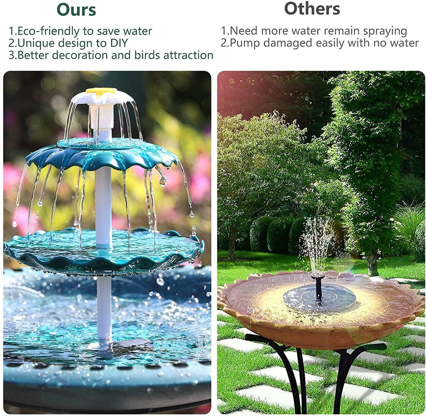 Fontaine pour oiseaux a plusieurs niveaux avec panneau solaire - Premium Outils Jardin from Ma-déco-Jardin - Just $45.14! Shop now at Madeco Jardin