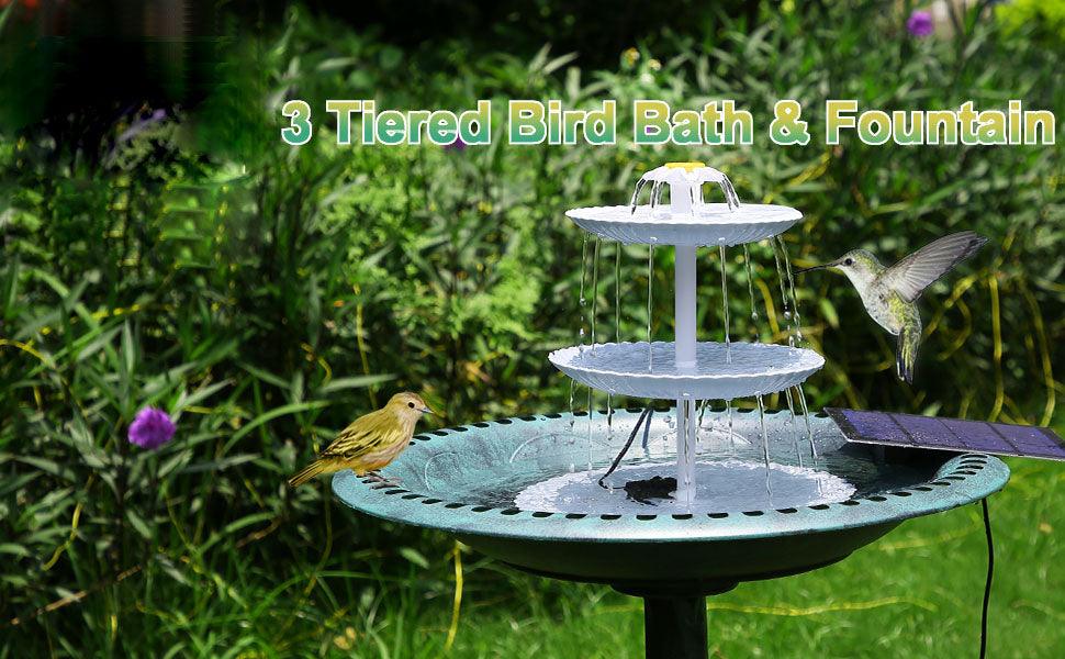 Fontaine pour oiseaux a plusieurs niveaux avec panneau solaire - Premium Outils Jardin from Ma-déco-Jardin - Just $45.14! Shop now at Madeco Jardin