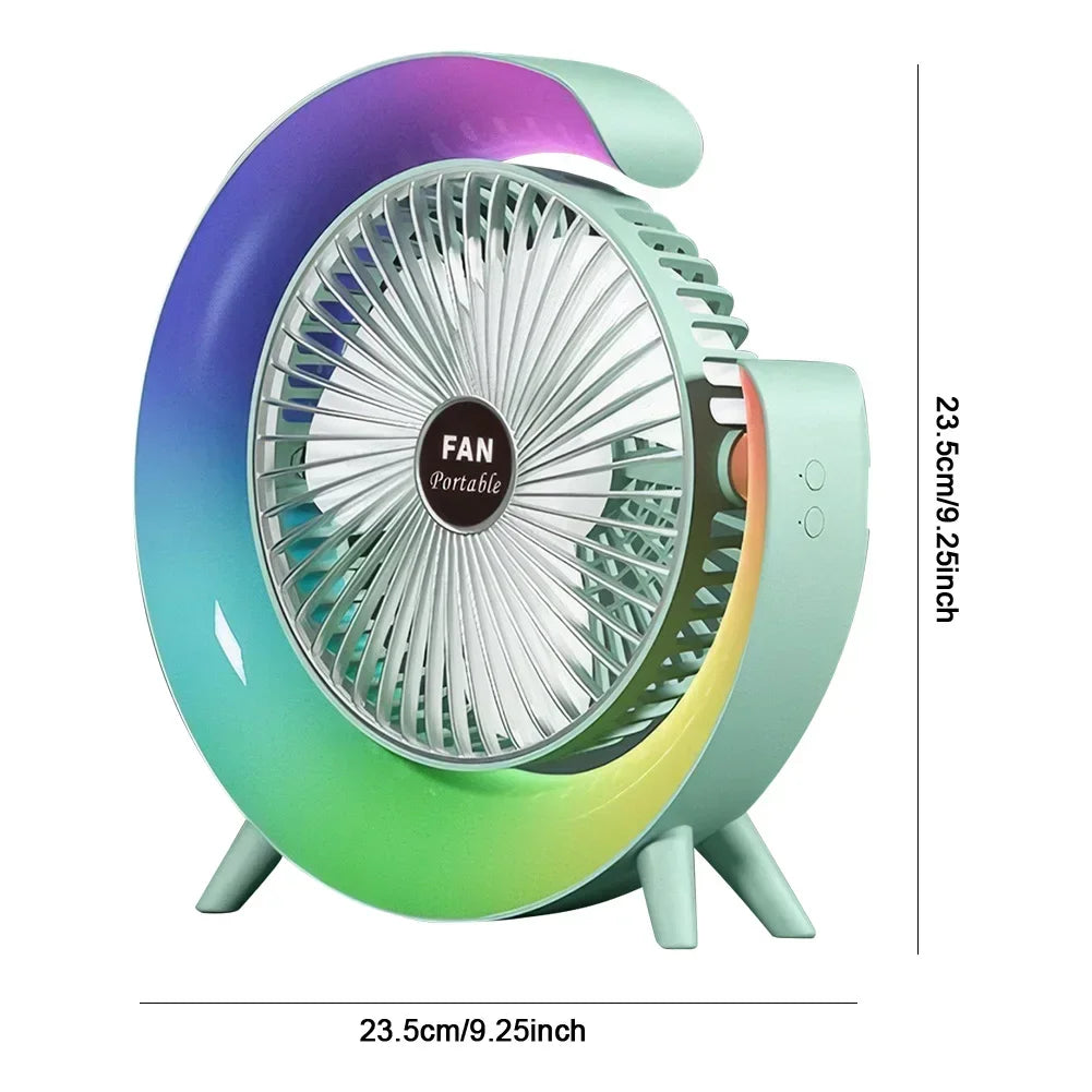 Ventilateur portable FUN-Portable avec design élégant et couleurs dégradées, idéal pour un usage domestique et extérieur