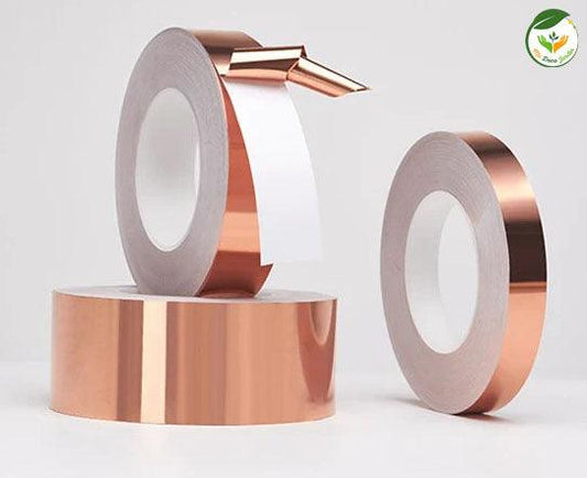 Ruban cuivre conducteur pour applications électriques, enroulé sur rouleaux avec finition brillante et adhésif