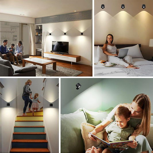 Applique murale LED design, rotative, offrant un éclairage moderne dans des pièces comme le salon et la chambre