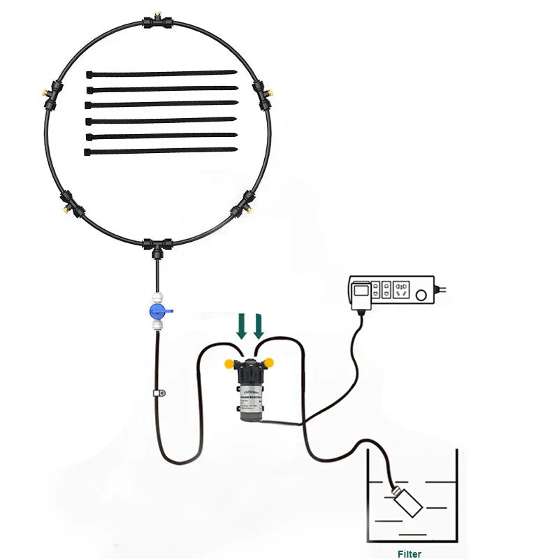 Brumisateur de terrasse BRUFRESH avec tuyaux et connecteurs pour un confort optimal en extérieur