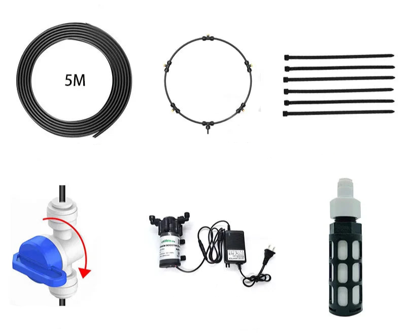 Brumisateur de terrasse BRUFRESH avec kit noir, idéal pour un confort optimal sur votre terrasse, avec accessoires complets