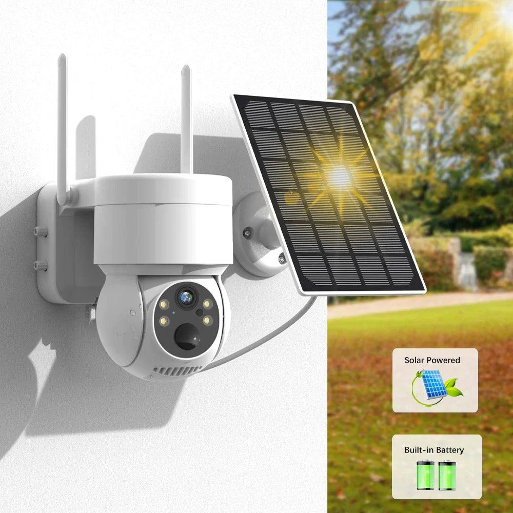 Kit camera de surveillance solaire avec vision nocturne, installation facile, alimentée par panneau solaire, idéale pour la sécurité extérieure