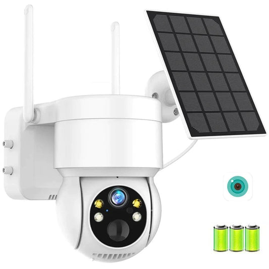 Kit camera de surveillance solaire avec vision nocturne et panneau solaire, idéale pour la sécurité extérieure.