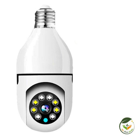 Camera de surveillance interieure CamE27 en forme d'ampoule, avec lentille et lumières LED pour une sécurité optimale à domicile