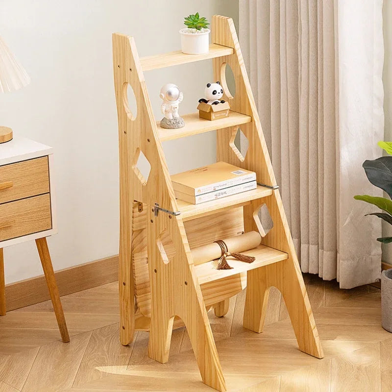 Chaise pliante en bois élégante et fonctionnelle, parfaite pour le rangement et la décoration intérieure