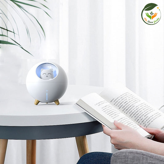 Diffuseur d'huiles essentielles design HiMuen™ blanc, avec éclairage doux, idéal pour améliorer l'ambiance intérieure