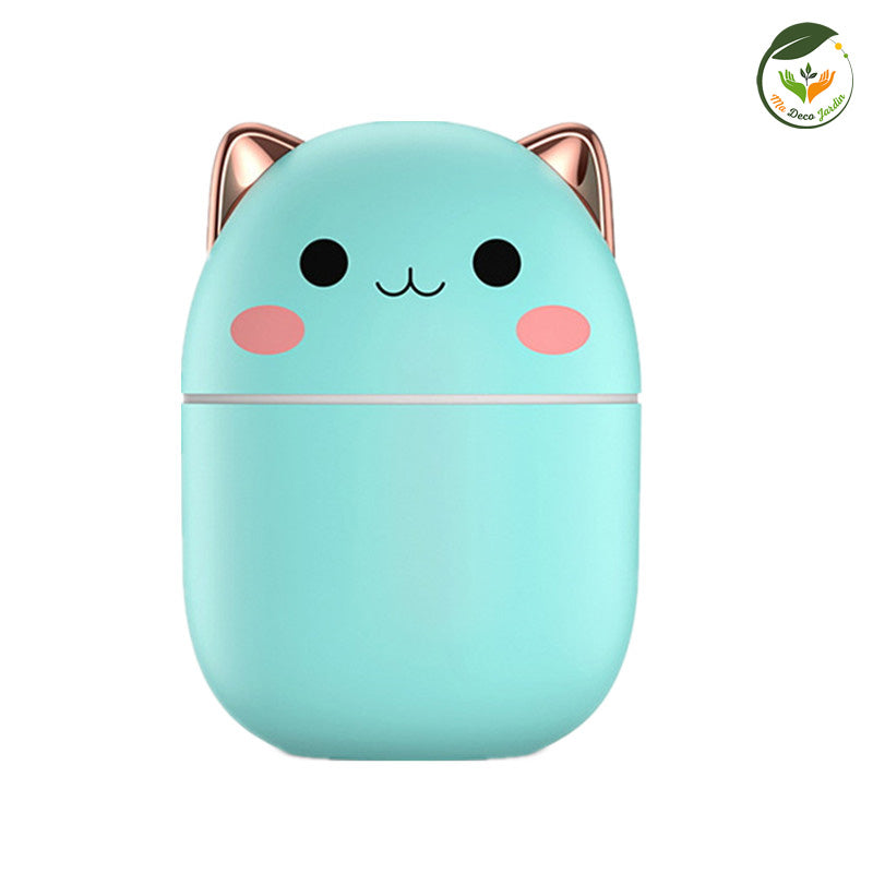 Diffuseur d'huiles essentielles en forme de petit chat, design mignon et tendance, idéal comme diffuseur design pour la maison.