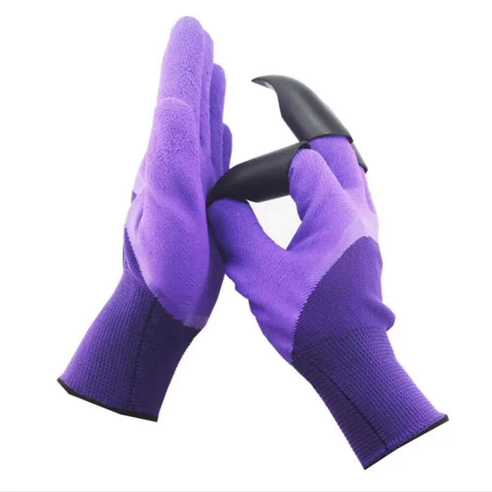 Gants de jardinage en latex violets avec griffes pour une meilleure prise en main lors des travaux de jardinage