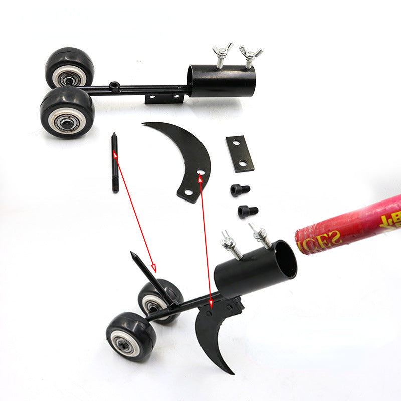 Outil de jardin avec roues pour appliquer un désherbant naturel jardin facilement dans votre jardin