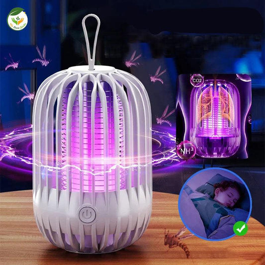 Lampe anti moustiques BIONICCO2 en blanc avec lumière violette, idéale pour protéger votre espace des moustiques tout en dormant