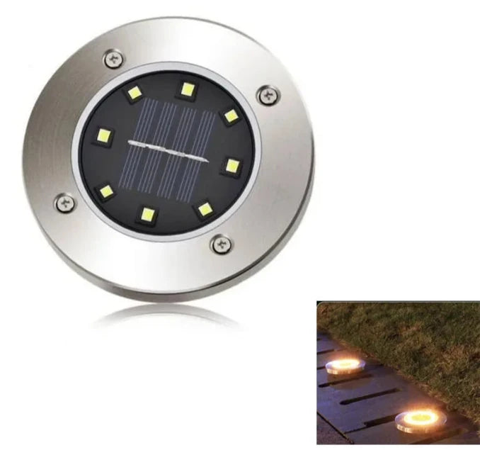 Lampes solaires jardin modernes avec LED, finition en acier inoxydable, idéales pour illuminer les allées extérieures