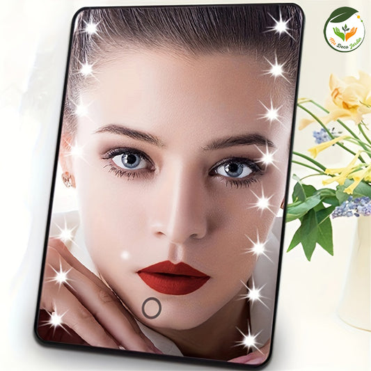 Miroir LED portable avec éclairage et design élégant, idéal pour le maquillage et les retouches à tout moment