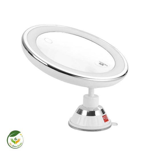 Miroir LED avec Eclairage au design moderne, avec surface réfléchissante et base chromée élégante pour un éclairage optimal