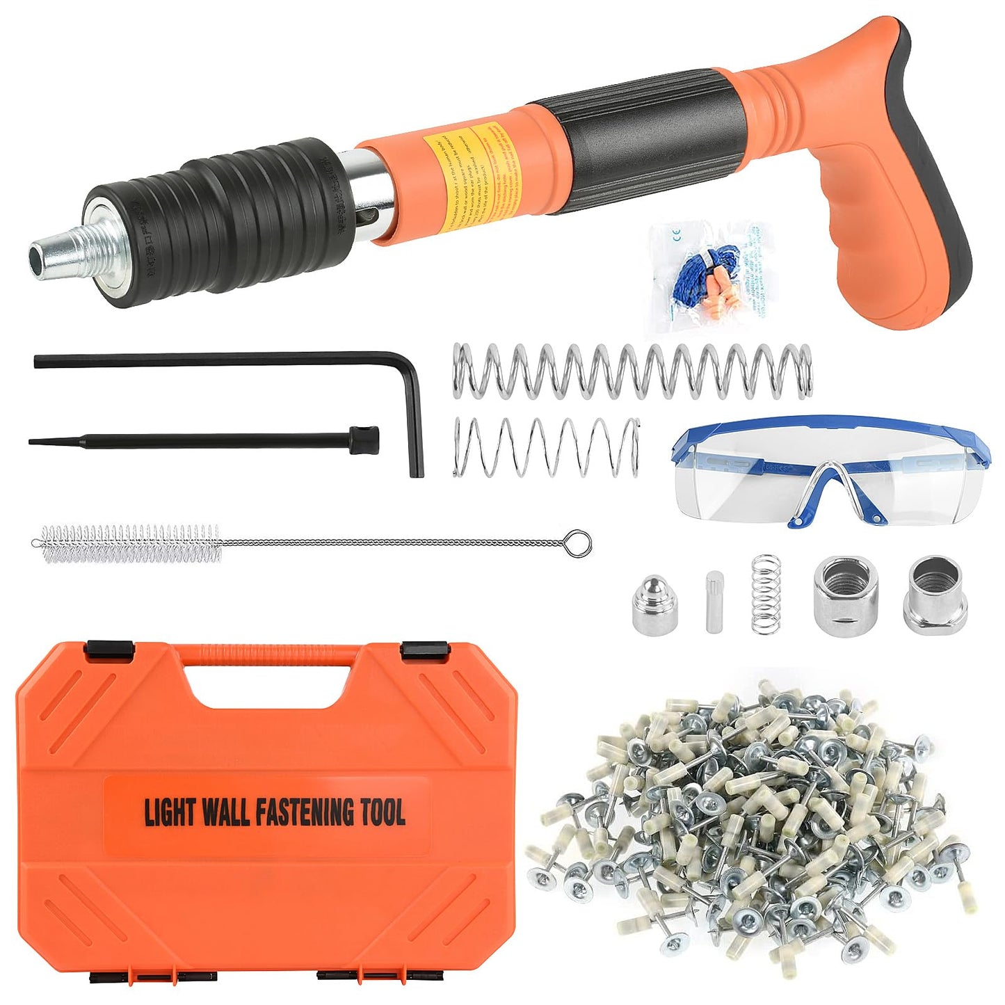 Cloueuse professionnelle pour jardin ClouBeton avec accessoires, outils de fixation murale et mallette de rangement