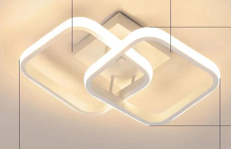 Plafonnier LED moderne en forme de doubles carrés, offrant une lumière élégante et douce pour votre cuisine