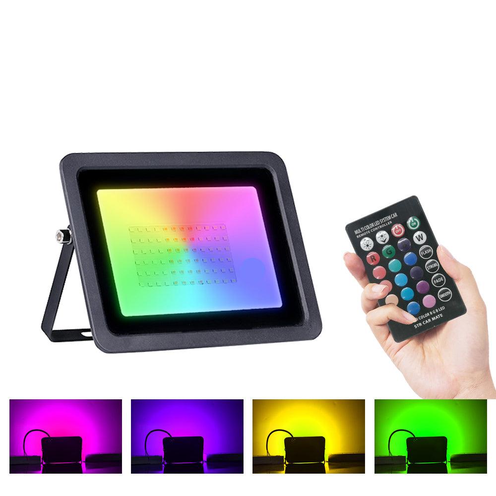 Projecteur LED extérieur RGB avec télécommande, idéal pour un éclairage décoratif polyvalent et coloré