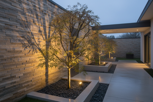 uplighting arbre ornemental jardin moderne LED 2700K design architectural – MaDecoJardin