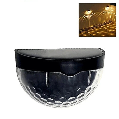 Applique murale solaire en forme demi-sphérique, avec un design en plastique noir et transparent pour éclairer élégamment les clôtures