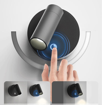 Applique murale tactile LED moderne et élégante, design noir, parfaite comme luminaire tactile pour chambre