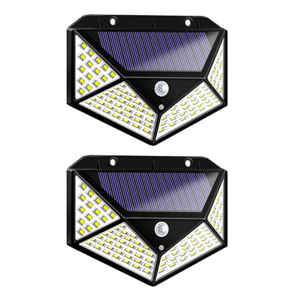 Applique murale LED solaire avec 100 LED, design moderne et capteur de mouvement, idéale pour l'éclairage extérieur