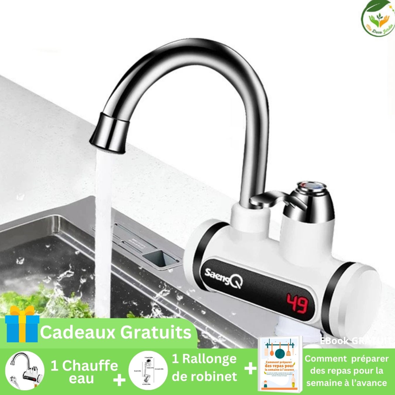 chauffe eau instantané electrique | SAENGQ™ CHROME OU BLANC - Premium 