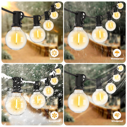 Guirlande lumineuse LED extérieure avec ampoules rondes, résistante aux intempéries pour une ambiance festive en extérieur