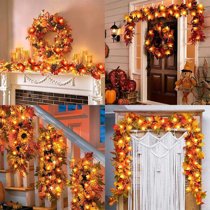 Guirlande LED Halloween avec lumières orange et feuilles d'automne pour décorer votre maison et créer une ambiance festive