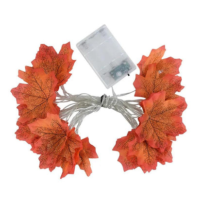Guirlande LED Halloween décorée de feuilles d'automne orange, idéale pour les décorations festives