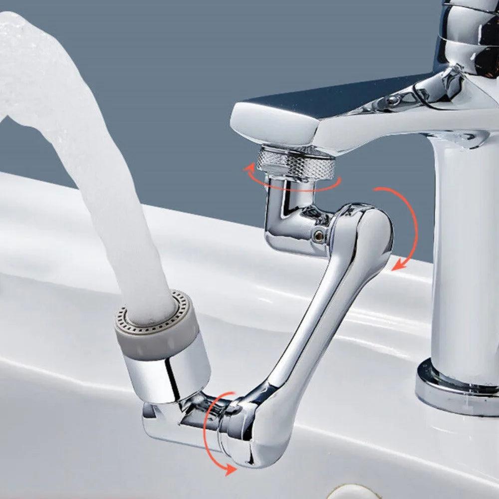 Rallonge robinet rotative en chrome, facilitant l'accès à l'eau avec un design pratique et moderne pour un usage quotidien