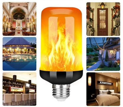 Ampoule imitation flamme émettant une lumière chaude et vacillante, idéale pour décorer divers espaces intérieurs et extérieurs